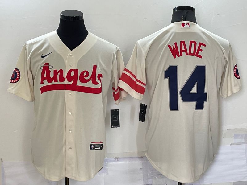 Men Los Angeles Angels 14 Wade Cream City Edition Game Nike 2022 MLB Jersey